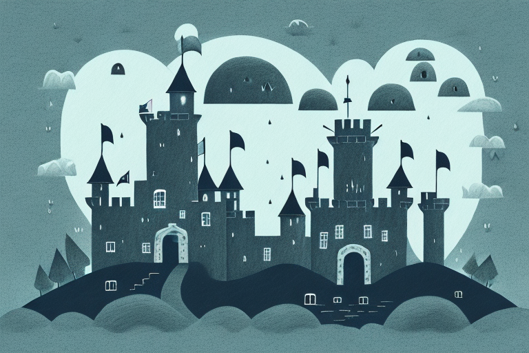 A mysterious castle surrounded by a dark and stormy night