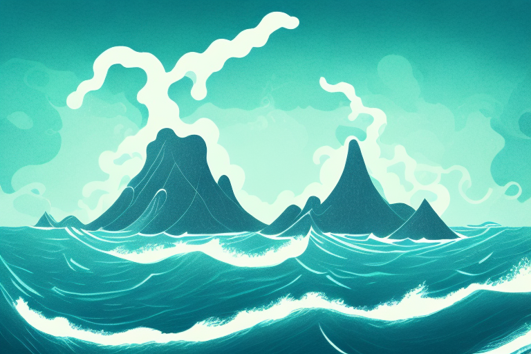 A mysterious island surrounded by a turbulent sea
