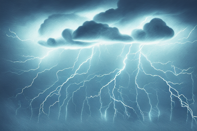 A thunderstorm in a dark night sky