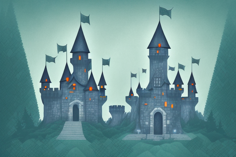 A mysterious castle surrounded by a dark forest