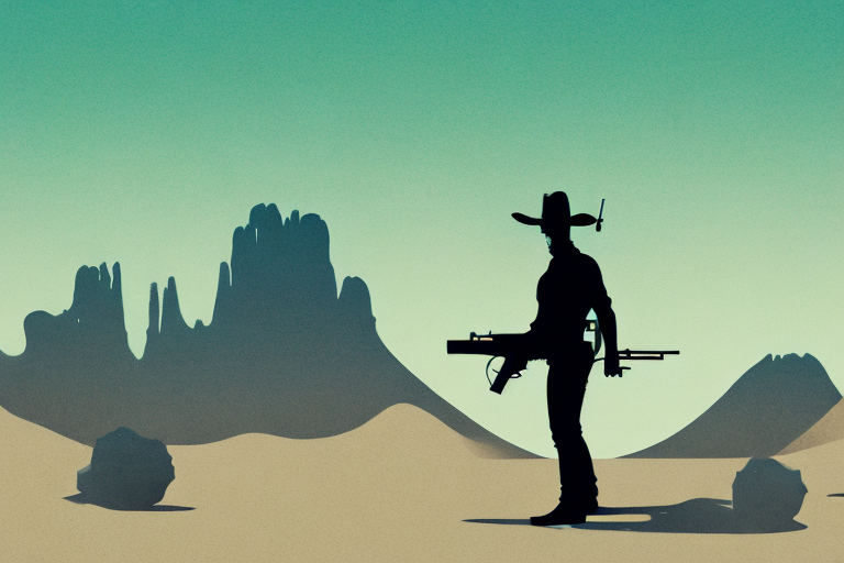 A gunslinger in a desert landscape