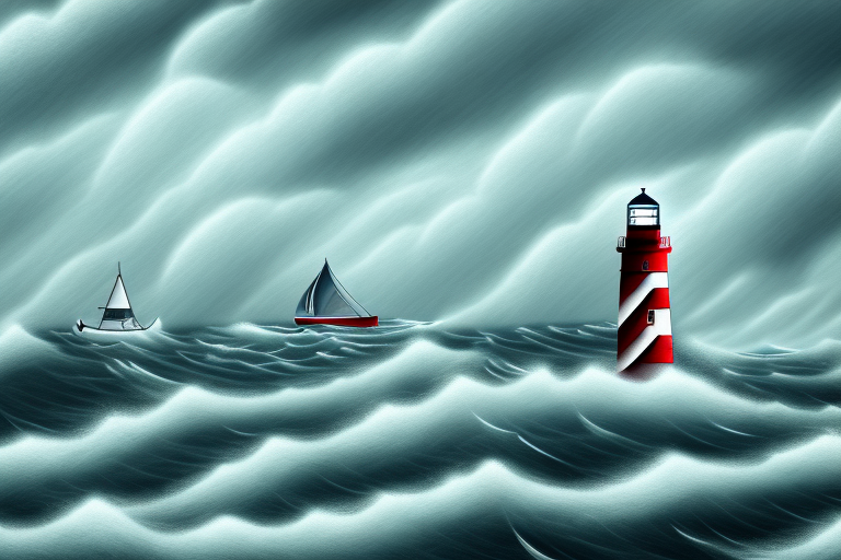 A lighthouse in a stormy sea